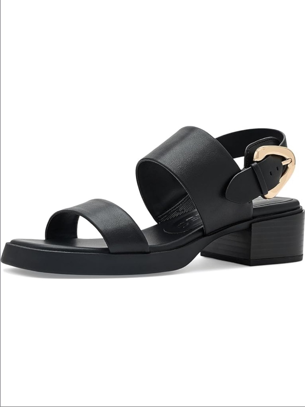 Aerosoles Dove Black Faux Leather Sandals - Size 8 (NWOB)
